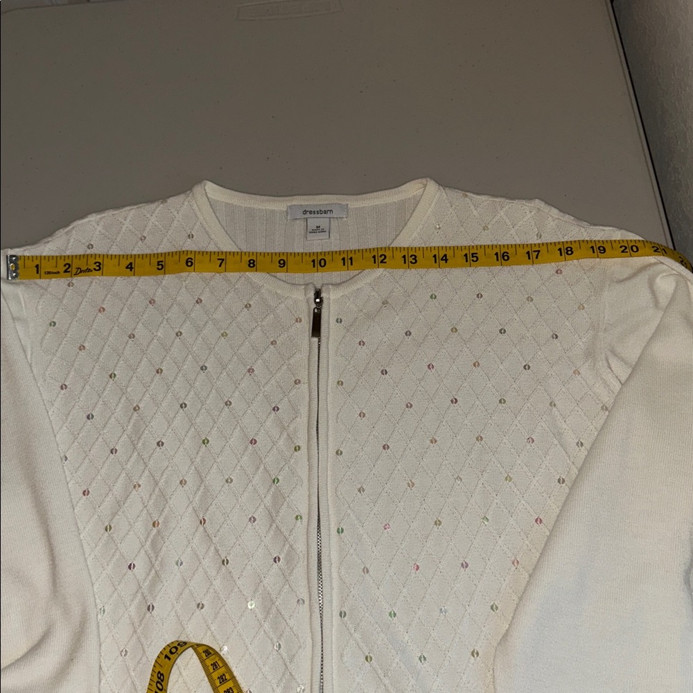Dressbarn Ivory Knit Cardigan Size Medium. - Picture 6 of 13